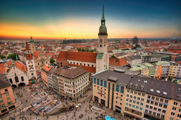 Die Münchner Innenstadt von oben fotografiert