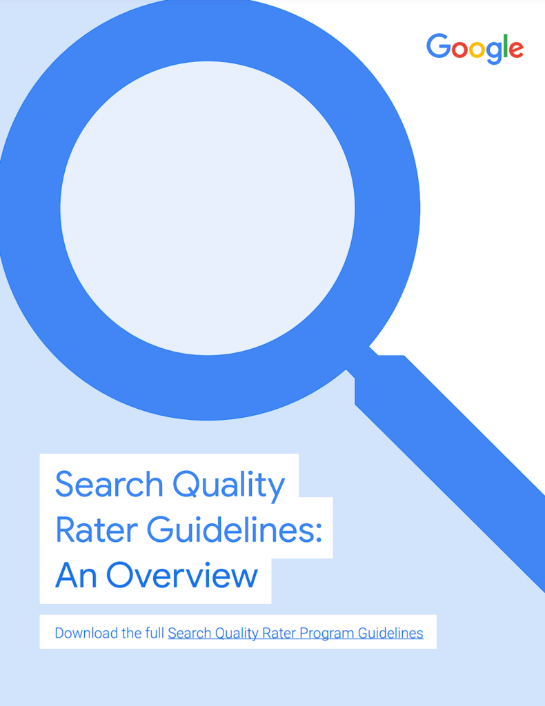 Das Deckblatt des Dokuments "Search Quality Rater Guidelines. An Overview"